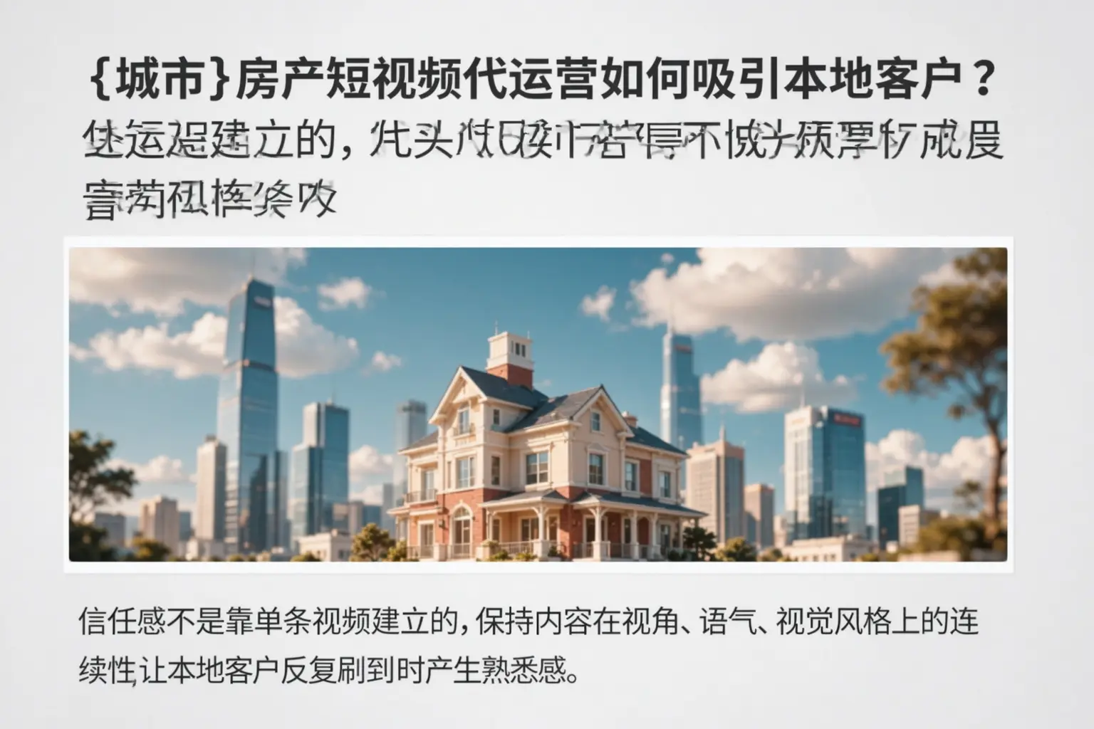 漳州房产短视频代运营如何吸引本地客户？